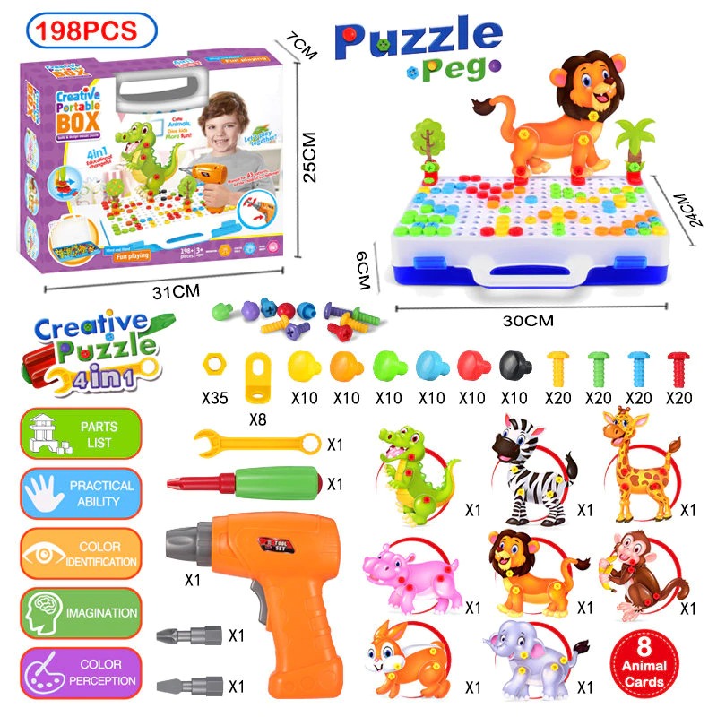 Coffret Puzzle 2D/3D + Perceuse (3 ans+)