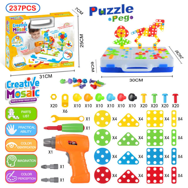 Coffret Puzzle 2D/3D + Perceuse (3 ans+)